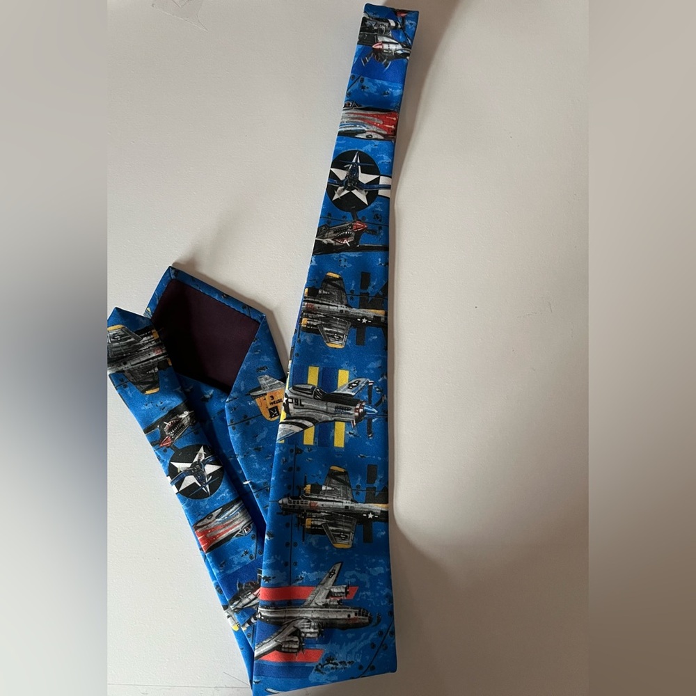 Ralph Marlin Tie 1997 Warbirds Series I Military Planes print USA made